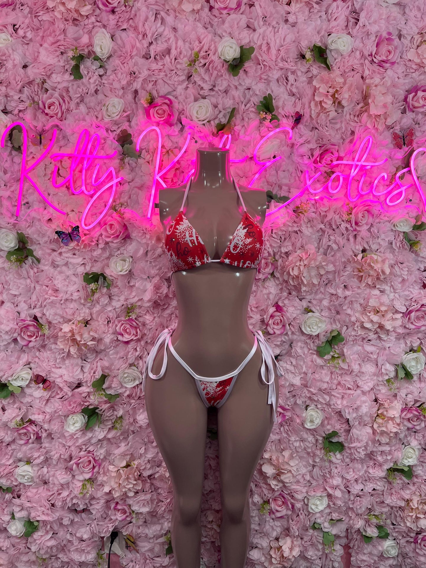 Christmas Exotic Dancewear Two-Piece Bikini Red Dancewear Festival wear Ravewear Christmas