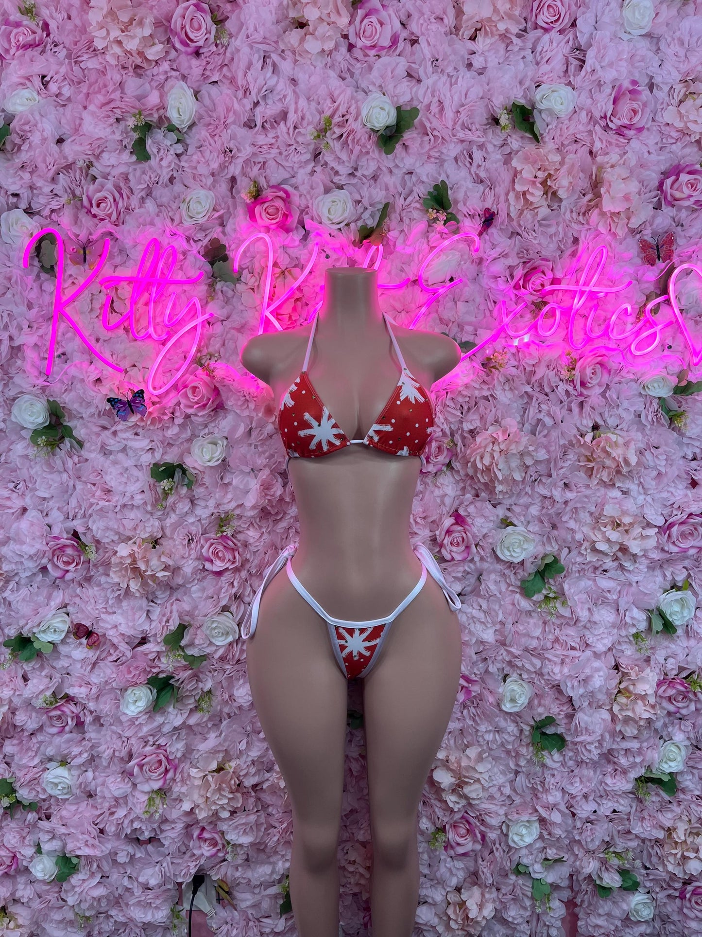 Christmas Exotic Dancewear Two-Piece Bikini Red  Dancewear Festival wear Ravewear Christmas Costume Christmas