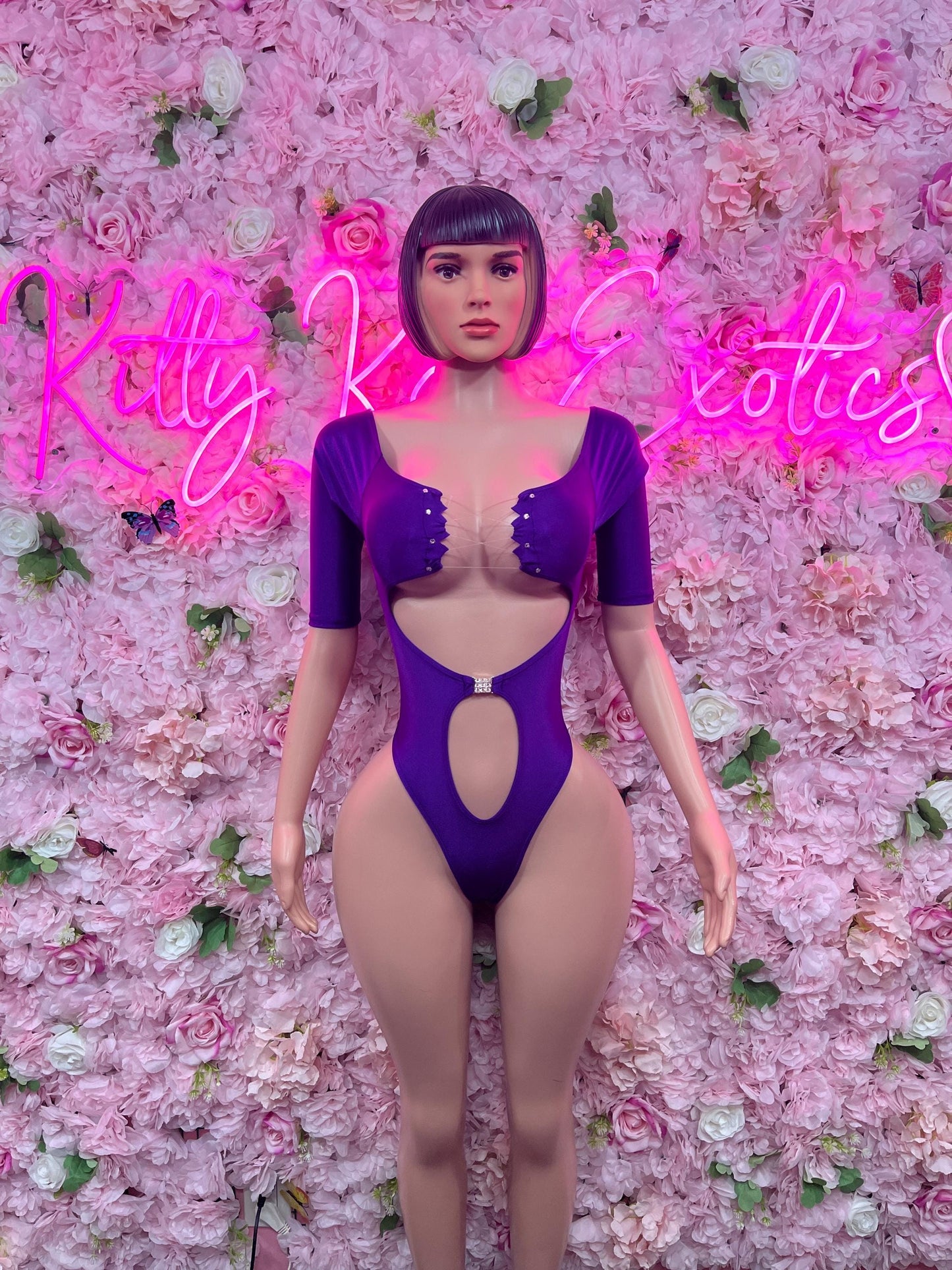 Bottlegirl One-Piece Bodysuit -  Purple Design | Exotic Dancewear for Performers, Raves, & Nights Out
