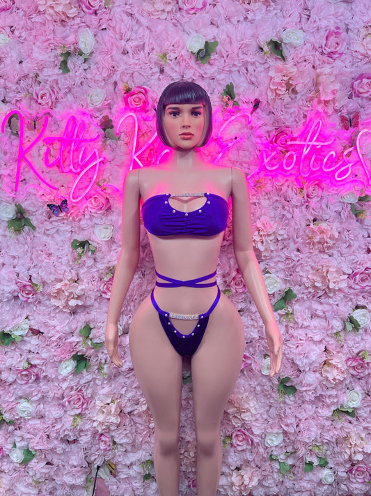 Festival Two-Piece Bodysuit -  Purple Design | Exotic Dancewear for Performers, Raves, & Nights Out