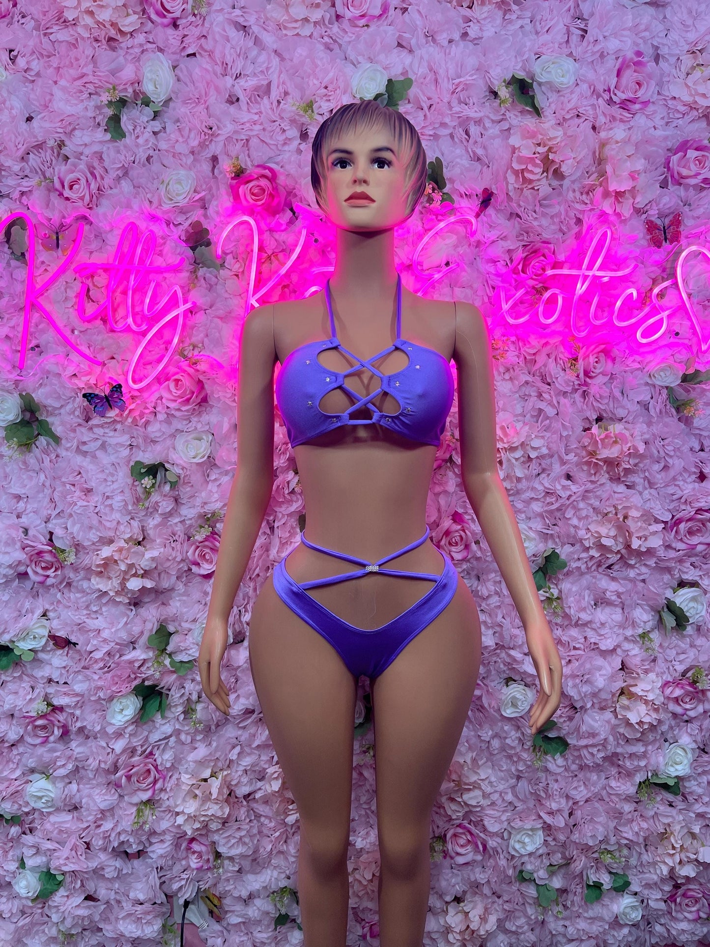 Exotic Dancewear  Two-Piece Set -  Purple Design | Exotic Dancewear for Performers, Raves, & Nights Out