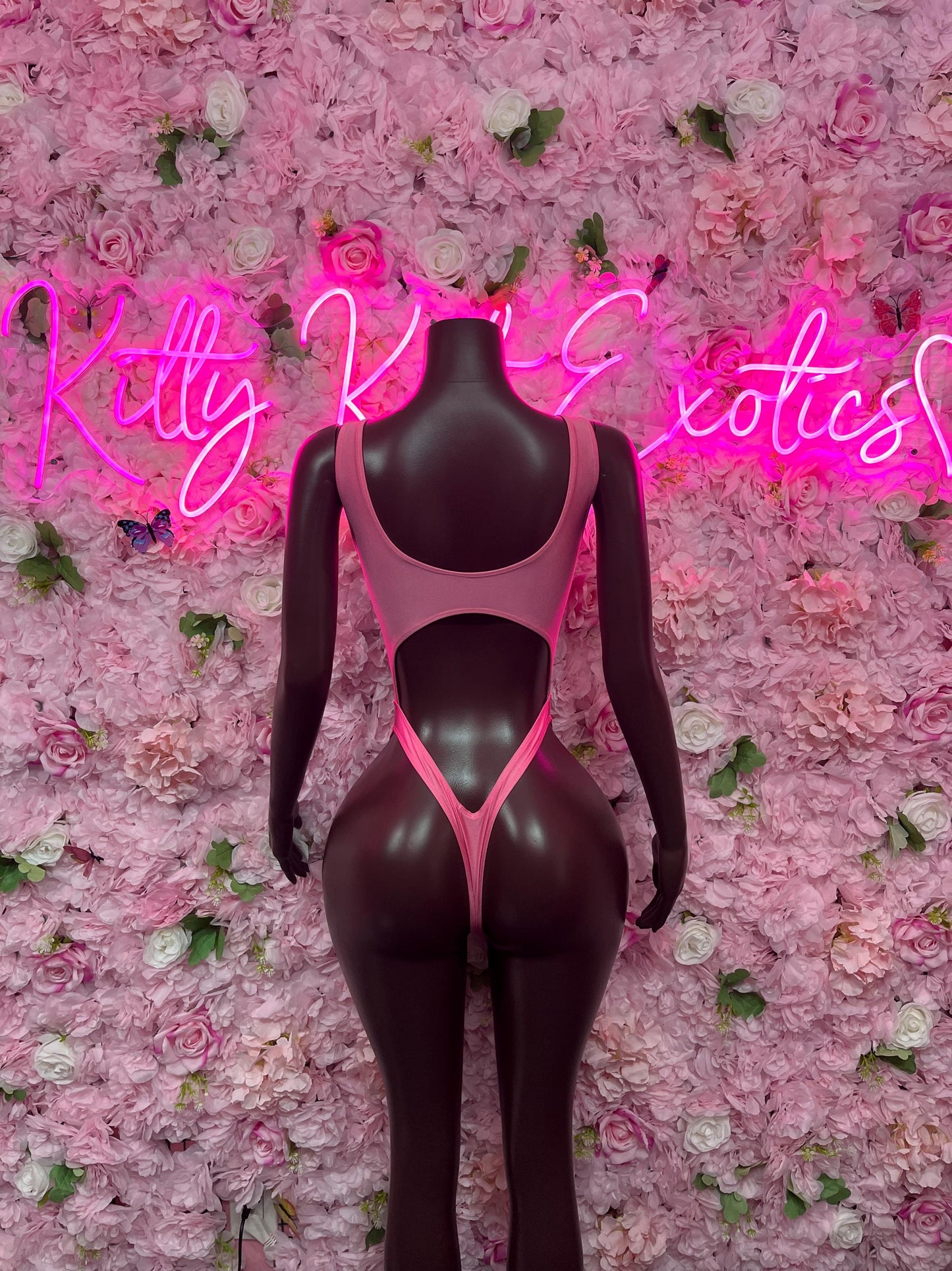 Exotic Dancewear One - Piece Pink Bodysuit  Exotic Dancewear for Performers, Raves, or Night Out | Sexy and Flattering Style