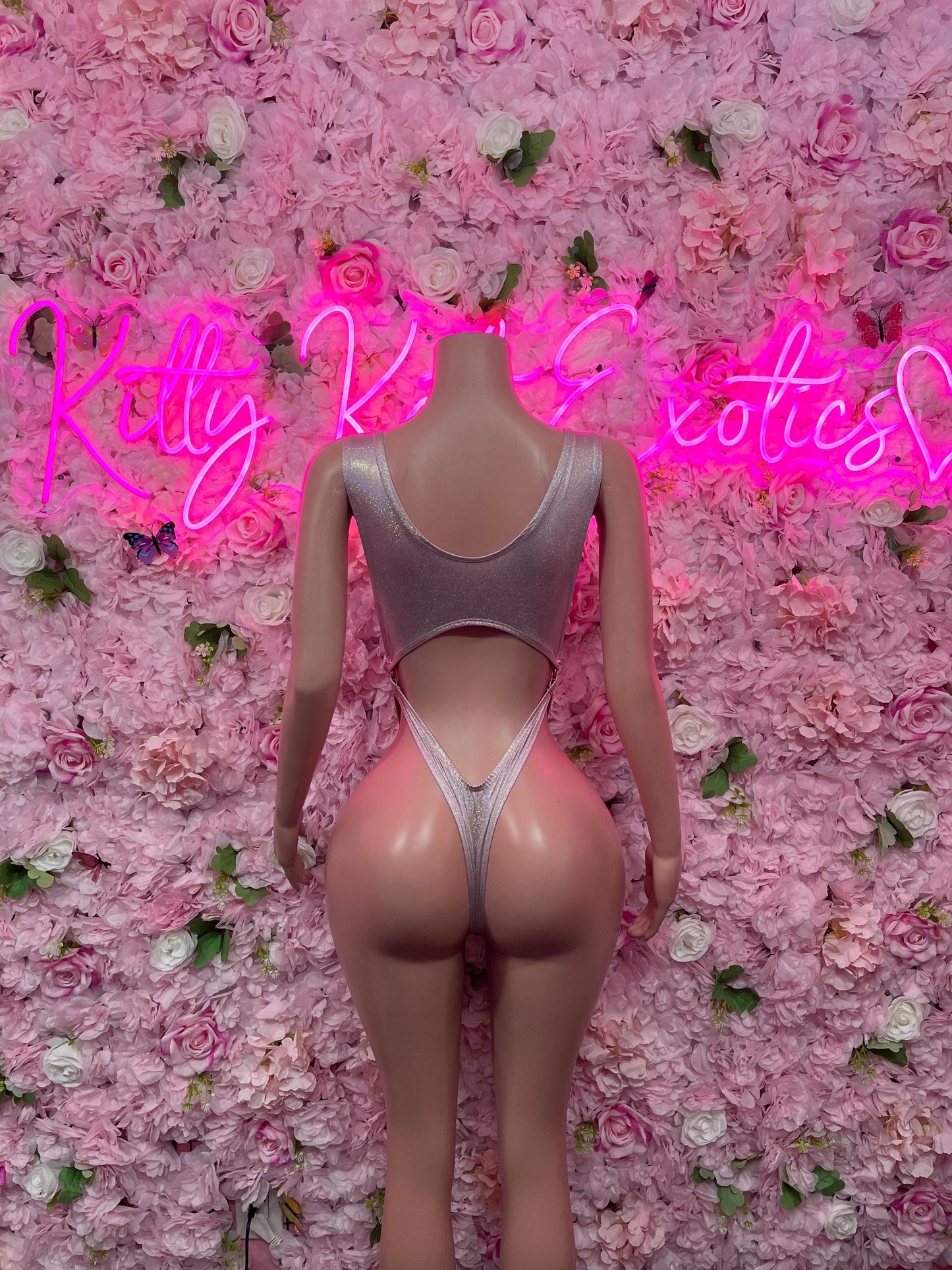 Exotic Dancewear One - Piece Silver Bodysuit  Exotic Dancewear for Performers, Raves, or Night Out | Sexy and Flattering Style