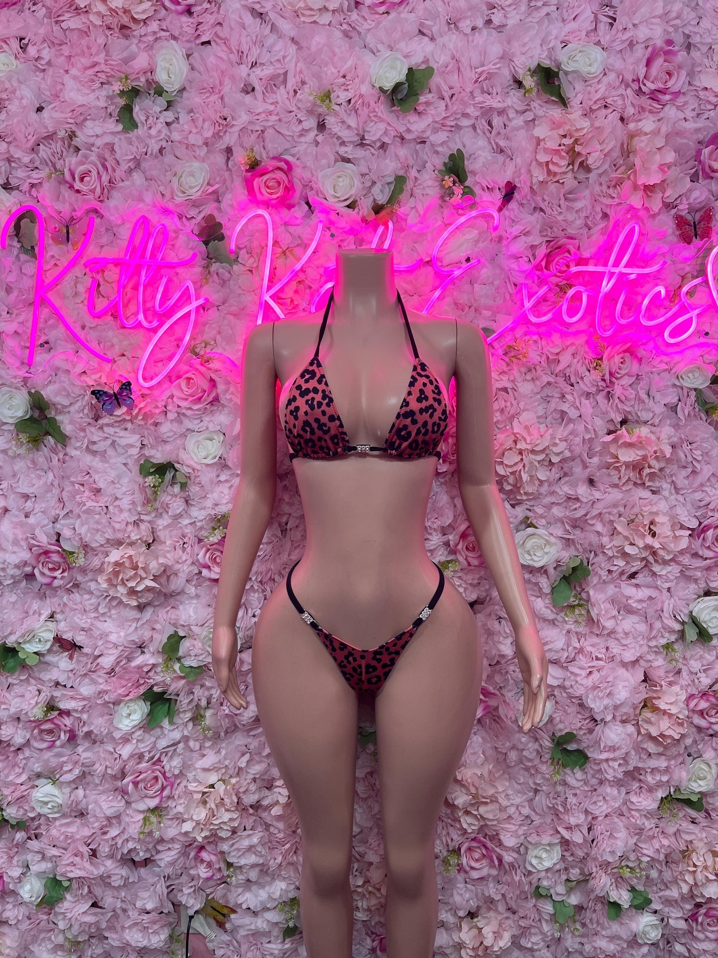 Festival Two - Piece Pink Bikini Cheetah  Exotic Dancewear for Performers, Raves, or Night Out | Sexy and Flattering Style