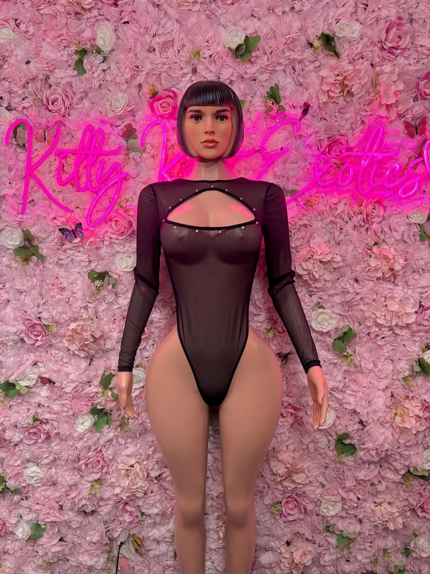 Exotic Dancewear One - Piece Black Bodysuit  Exotic Dancewear for Performers, Raves, or Night Out | Sexy and Flattering Style