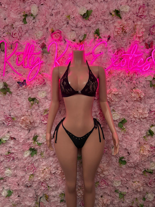 Festival One - Piece Black Bikini  Exotic Dancewear for Performers, Raves, or Night Out | Sexy and Flattering Style