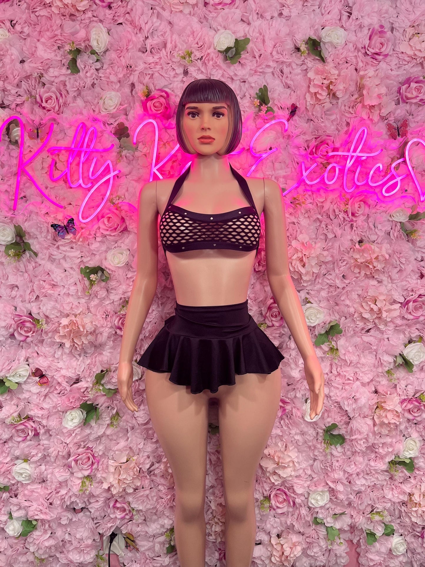 Festival Two Piece Skirt Set Black  Bottlegirl Ravewear Festival wear Beach wear Bartender Outfit