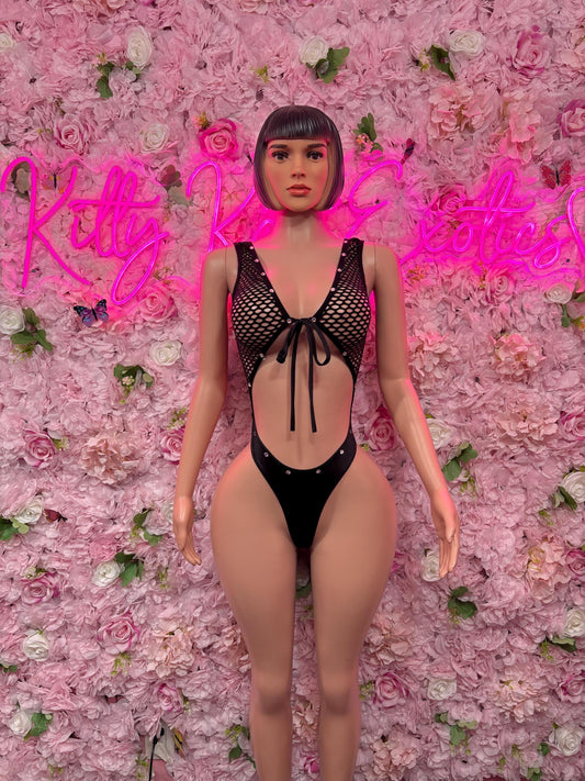 Bottlegirl One - Piece Black Bodysuit  Exotic Dancewear for Performers, Raves, or Night Out | Sexy and Flattering Style