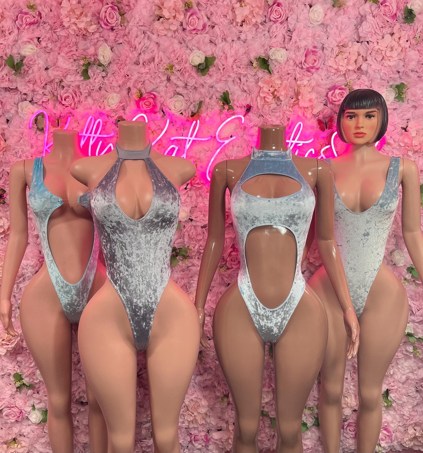 Bottlegirl Exotic Dancewear One Piece Silver Velvet Bodysuit Ravewear Bottlegirl Bartender Outfit