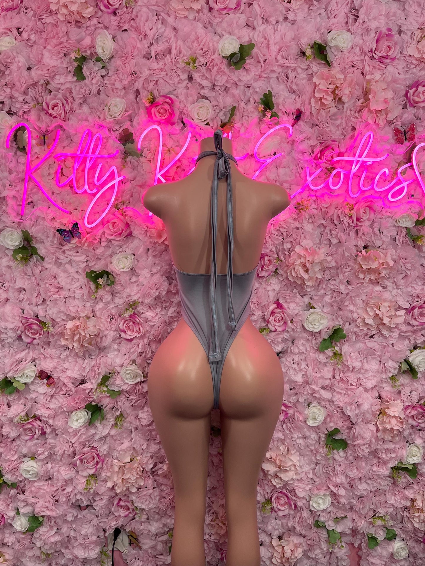 Bottlegirl Exotic Dancewear One Piece Silver Velvet Bodysuit Ravewear Bottlegirl Bartender Outfit