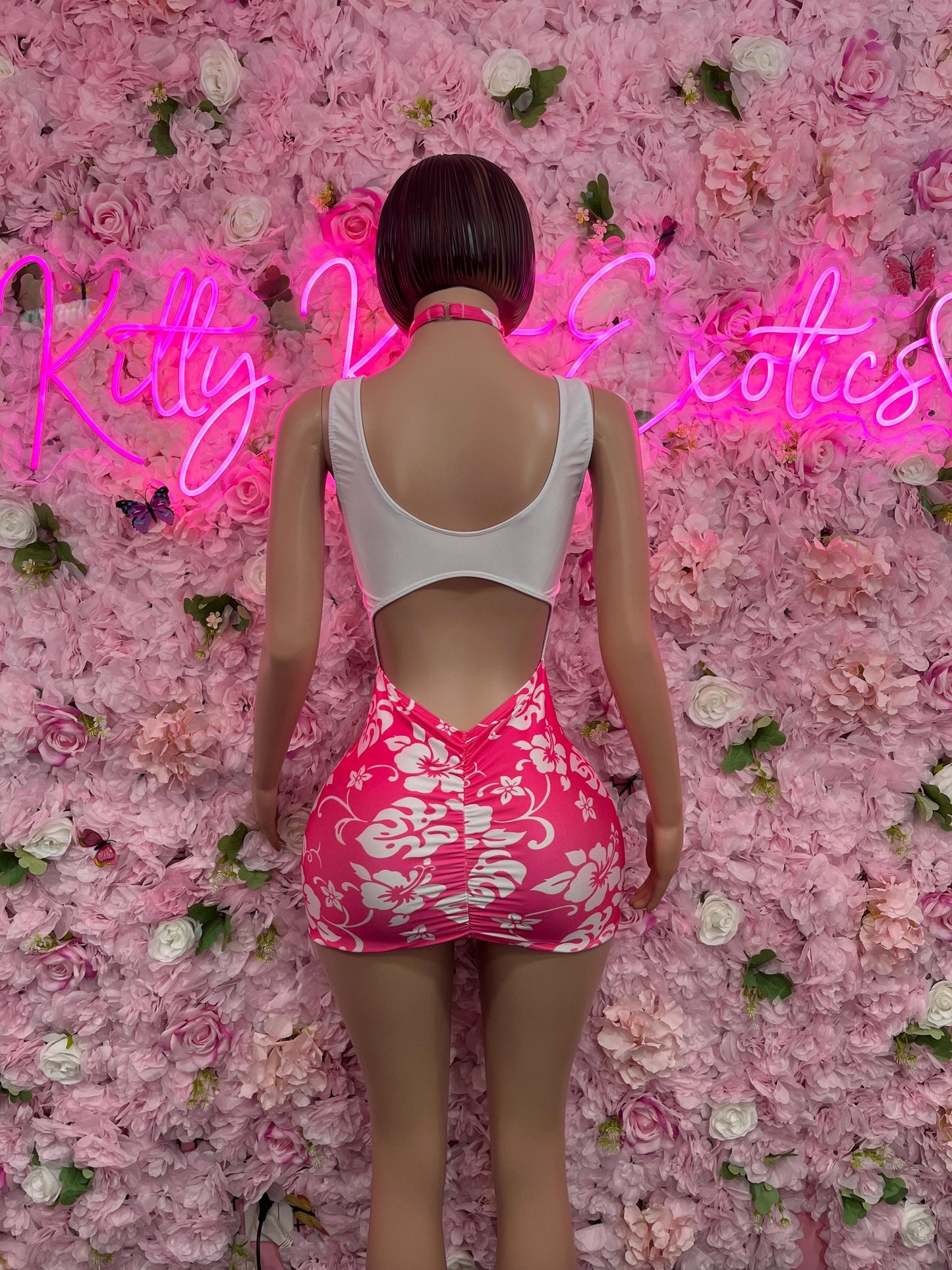 New Years Eve Dress White/Pink Floral  Soft and Elegant Party, Evening, or Casual Wear | Luxurious Women's Fashion Womens Clothing