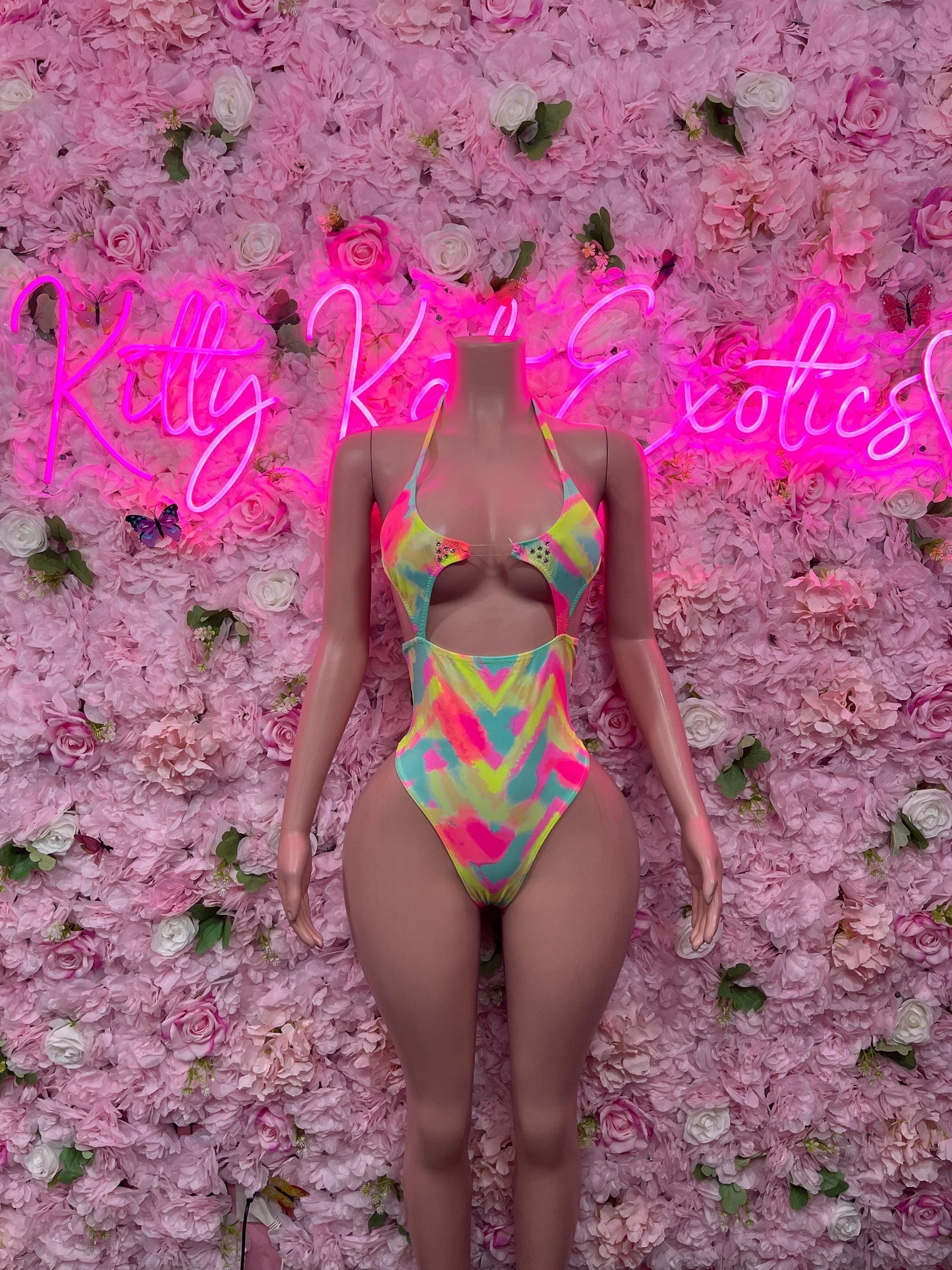 Festival Wear One Piece Multicolor Bodysuit  Exotic Dancewear for Performers, Raves, or Night Out | Sexy and Flattering Style