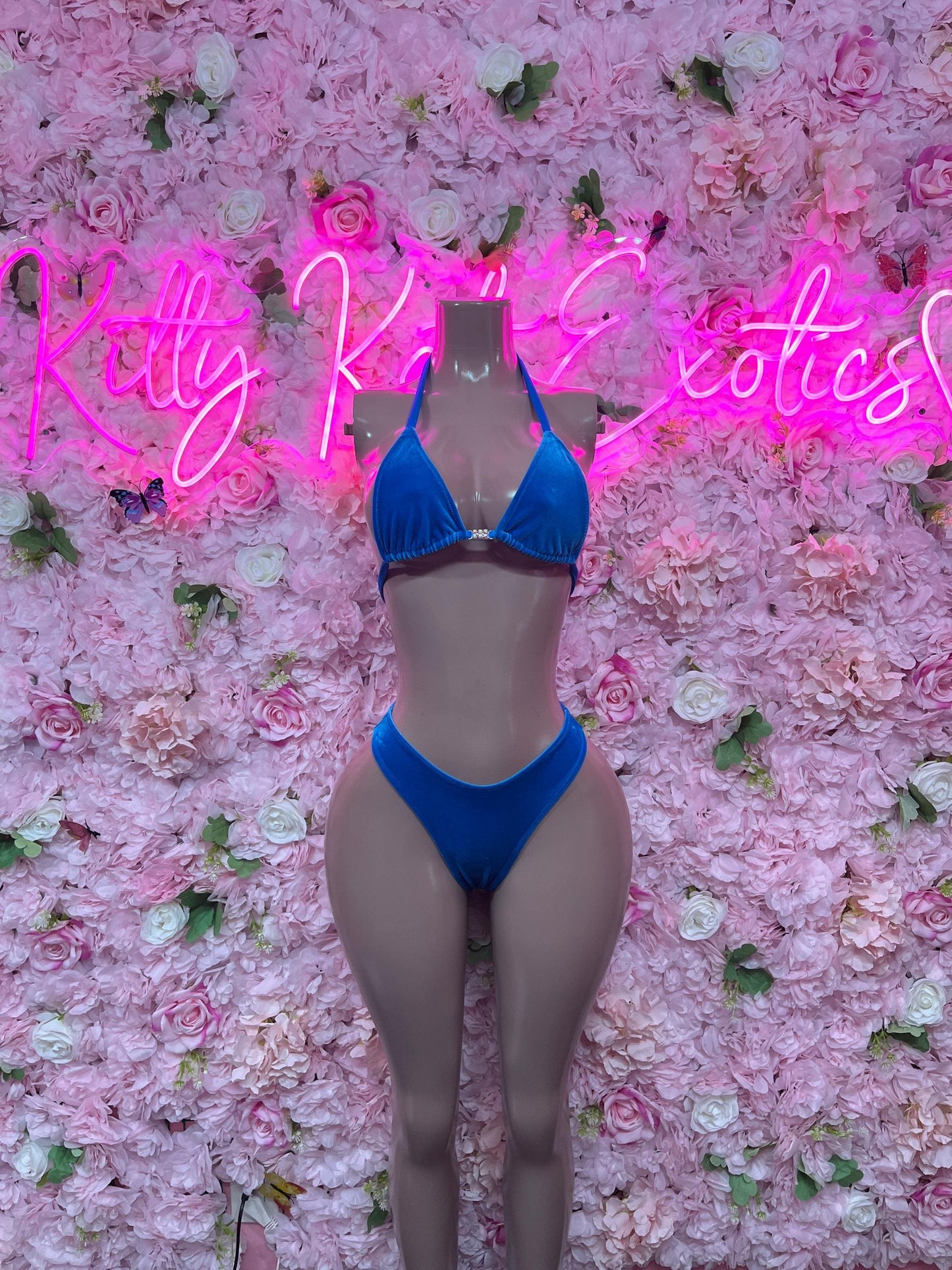 Festival Wear Two Piece Blue Velvet Bikini  Exotic Dancewear for Performers, Raves, or Night Out | Sexy and Flattering Style