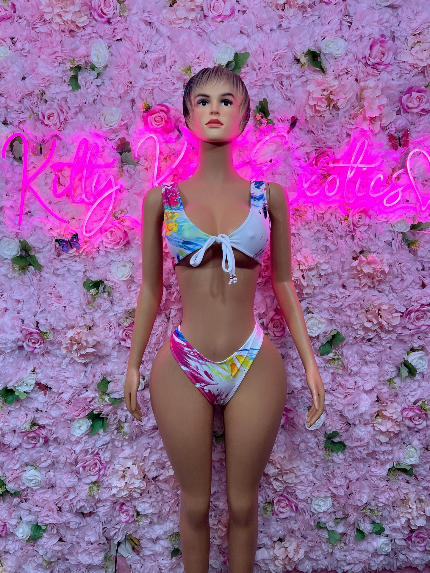 Festival Wear Two Piece Multicolor Bikini  Exotic Dancewear for Performers, Raves, or Night Out | Sexy and Flattering Style