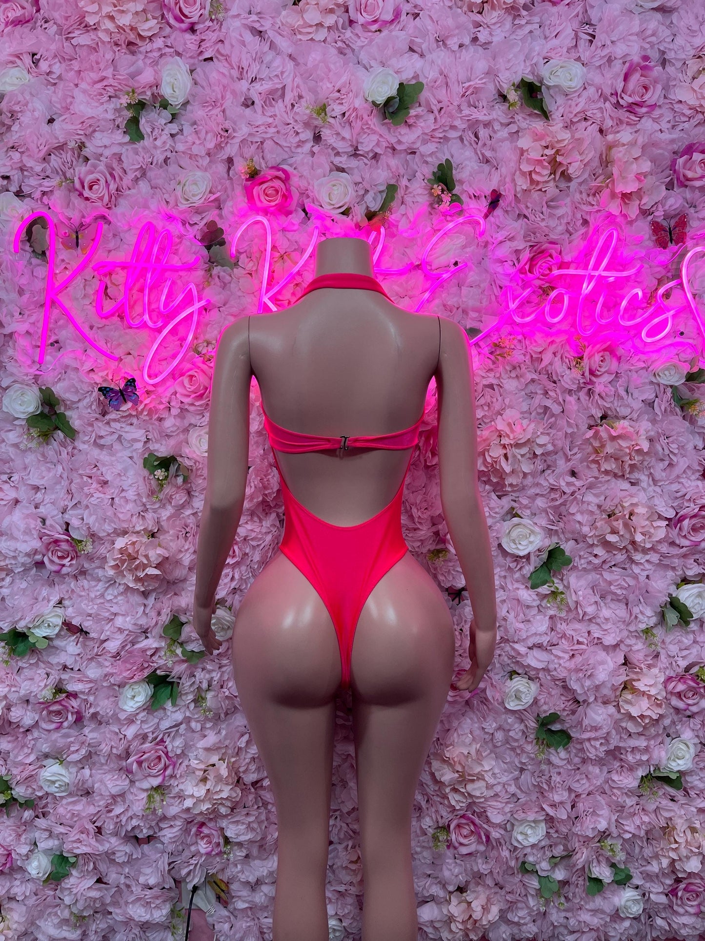 Festival Wear One Piece Pink Bodysuit  Exotic Dancewear for Performers, Raves, or Night Out | Sexy and Flattering Style