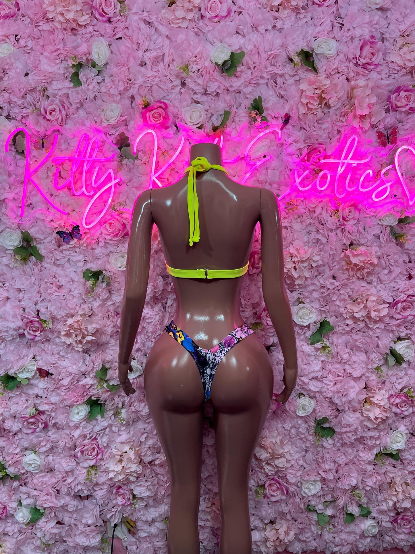 Festival Wear Two Piece Multicolor Bikini  Exotic Dancewear for Performers, Raves, or Night Out | Sexy and Flattering Style