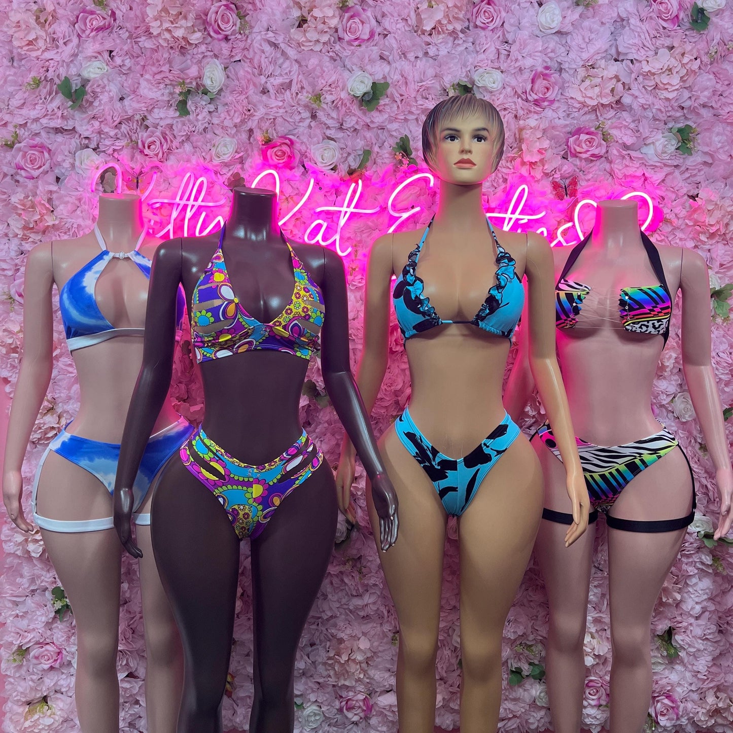 Festival Wear Two Piece Multicolor Bikini  Exotic Dancewear for Performers, Raves, or Night Out | Sexy and Flattering Style