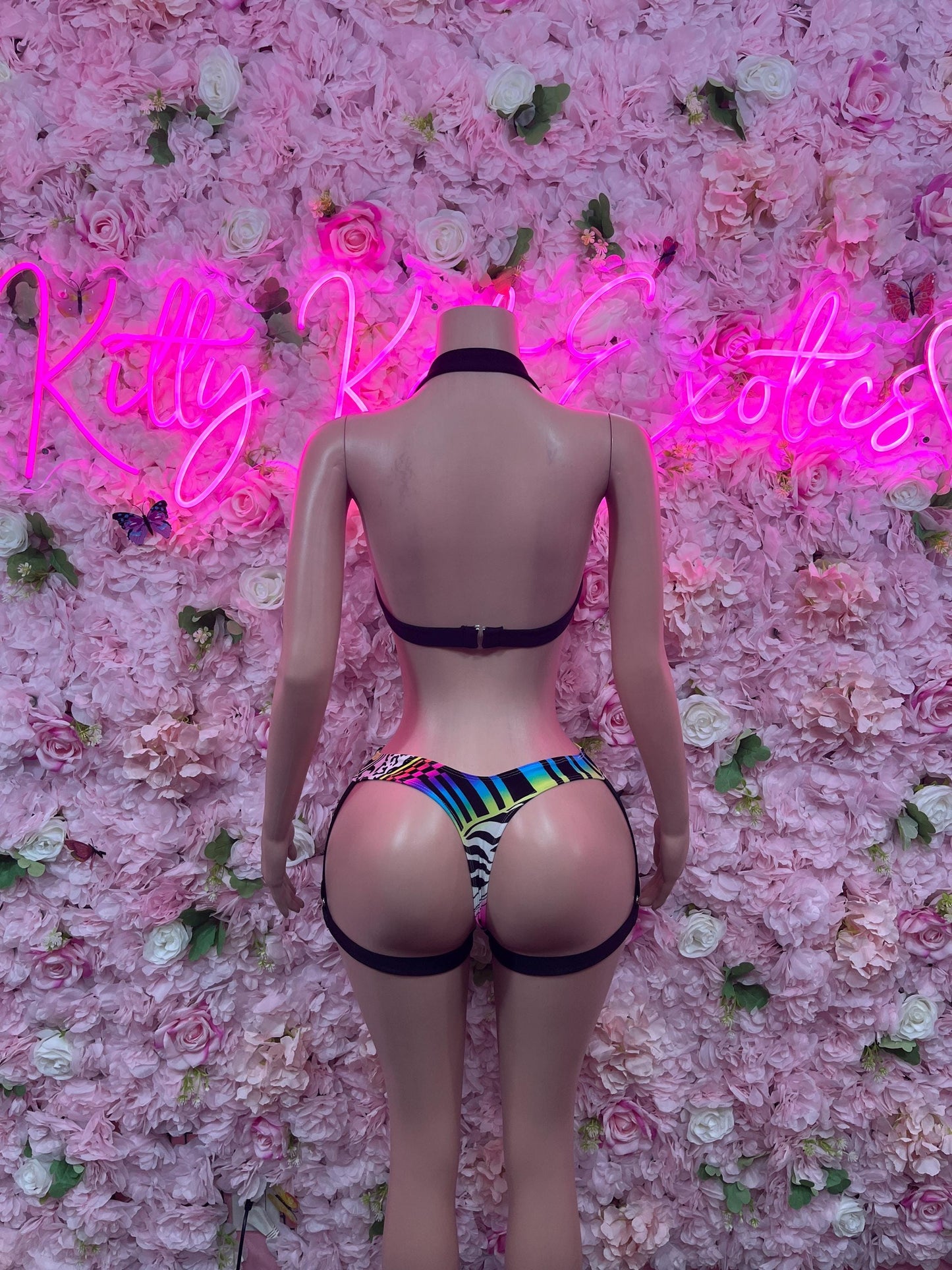 Festival Wear Two Piece Multicolor Bikini  Exotic Dancewear for Performers, Raves, or Night Out | Sexy and Flattering Style