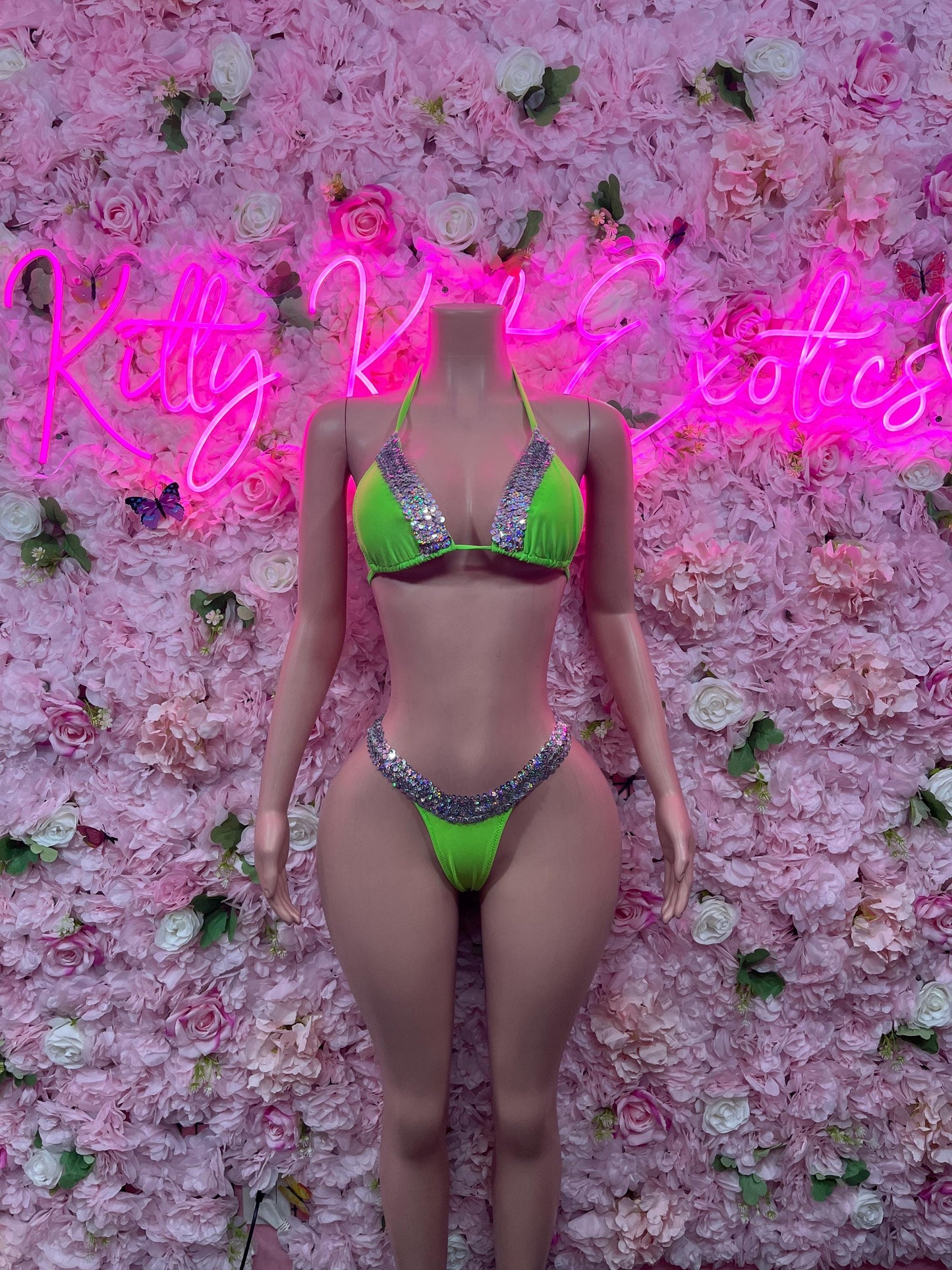 Womens Clothing Two Green Bikini  Exotic Dancewear for Performers, Raves, or Night Out | Sexy and Flattering Style