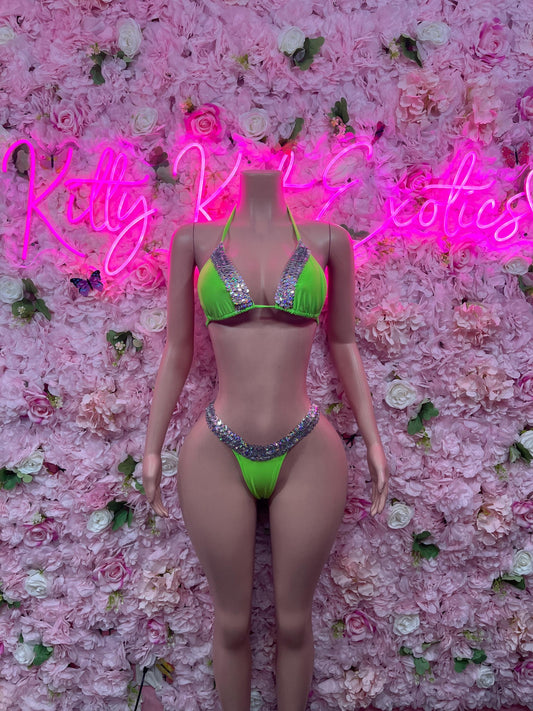 Womens Clothing Two Green Bikini  Exotic Dancewear for Performers, Raves, or Night Out | Sexy and Flattering Style
