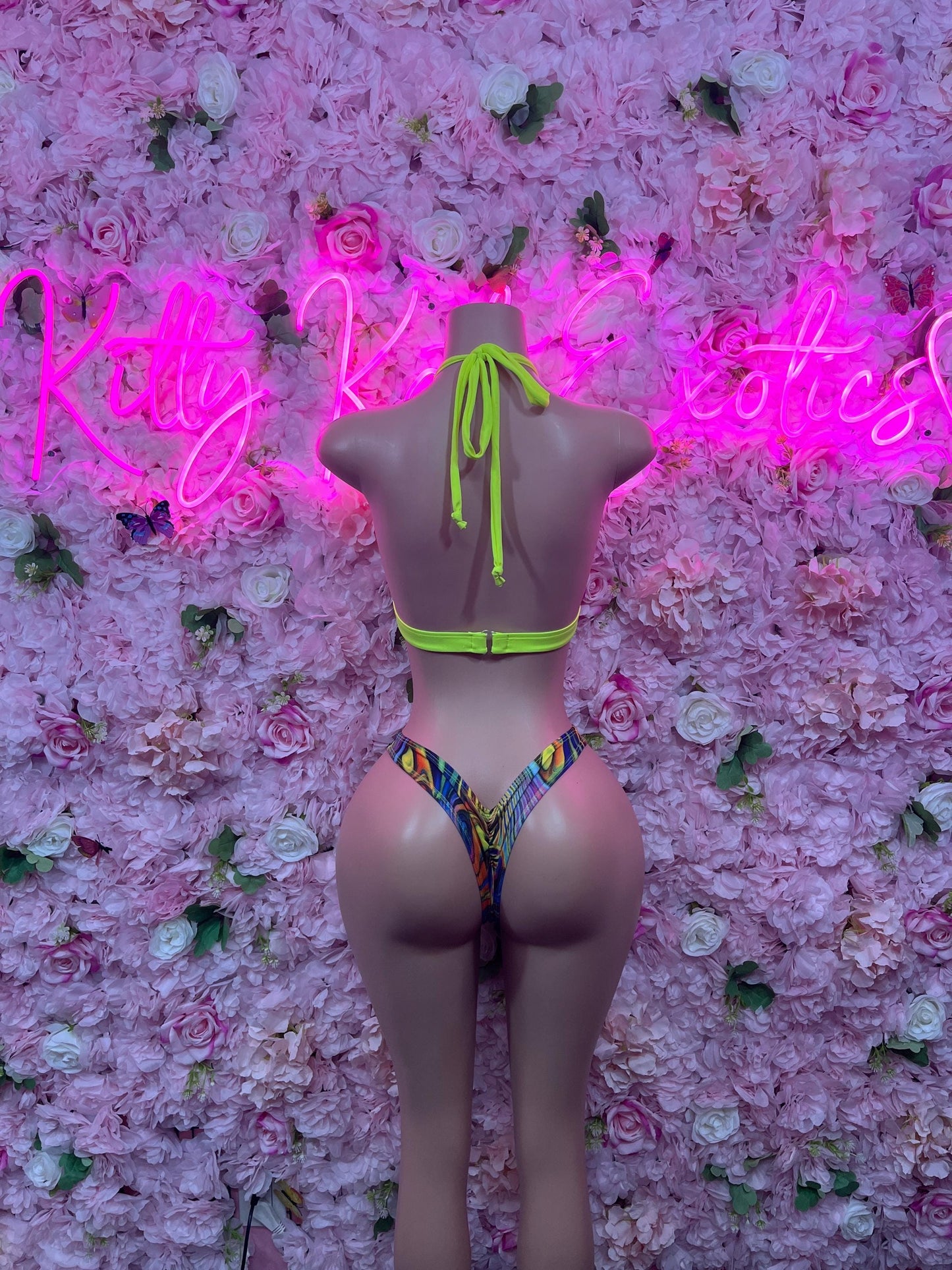 Ravewear Two Green Multicolor Bikini  Exotic Dancewear for Performers, Raves, or Night Out | Sexy and Flattering Style