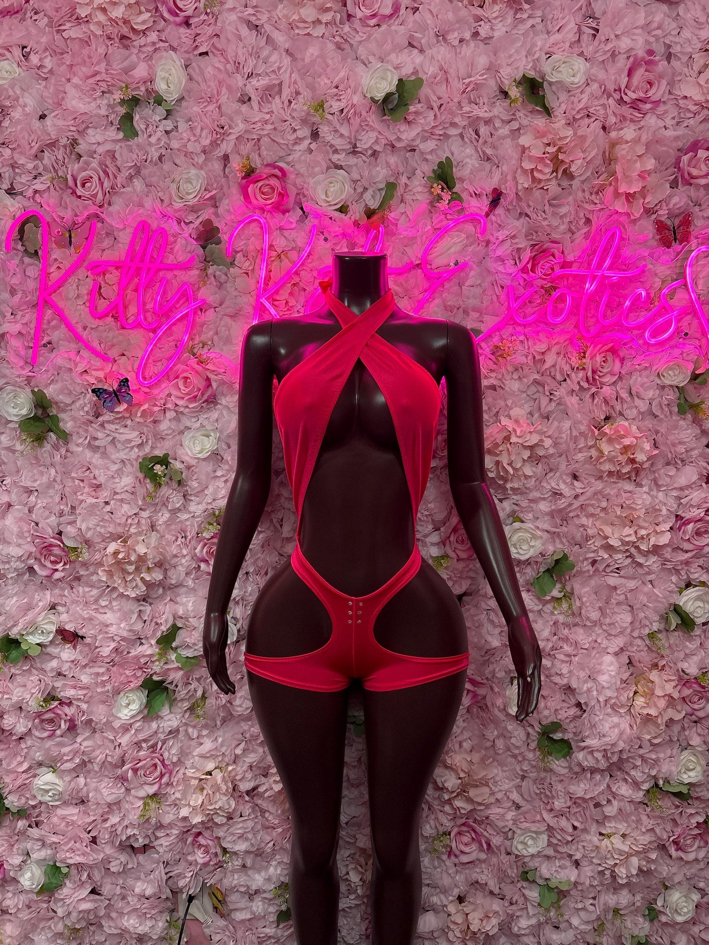 Exotic Dancewear One Piece Pink Bodysuit  Exotic Dancewear for Performers, Raves, or Night Out | Sexy and Flattering Style