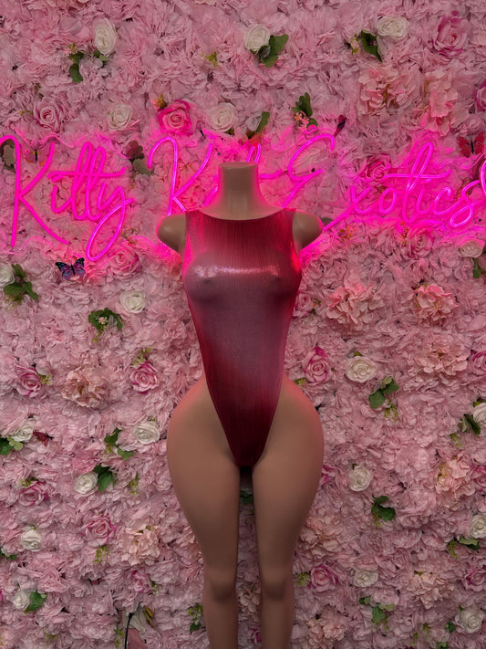 Dancewear One Piece Pink Metallic -  Exotic Dancewear  Elegant and Sexy Evening Dress for Performers, Events, or Special Occasions