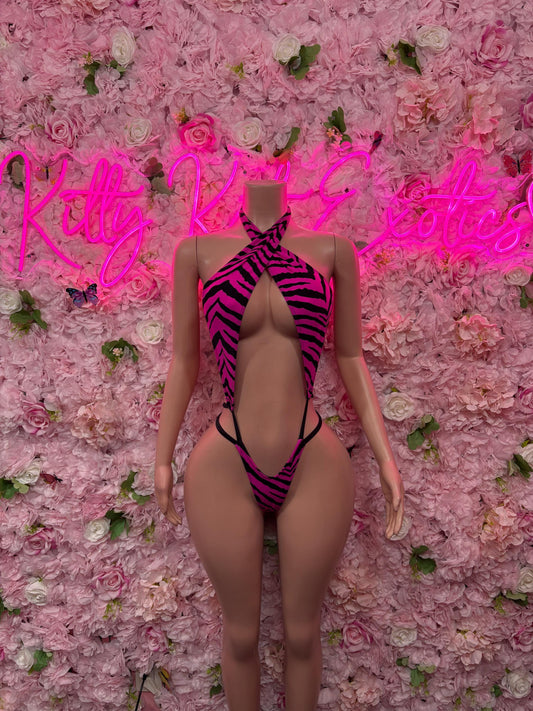 Festival Outfit Pink Slingshot -  Exotic Dancewear  Elegant and Sexy Evening Dress for Performers, Events, or Special Occasions