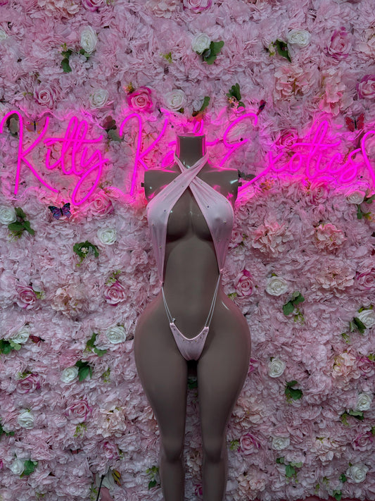Festival Outfit Pink Slingshot -  Exotic Dancewear  Elegant and Sexy Evening Dress for Performers, Events, or Special Occasions