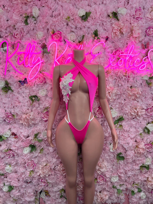 Exotic Dancewear One Piece Bodysuit Pink   Sexy Clubwear & Dancewear for Raves, Parties, or Festivals | Bold and Eye-Catching Outfit