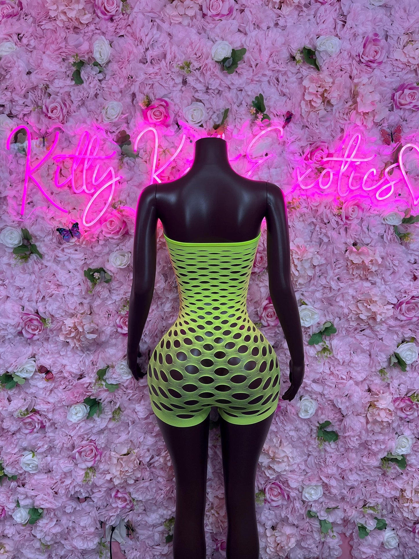 Exotic Dancewear Two Piece Neon Fishnet Festival wear Ravewear Sexy Dancewear