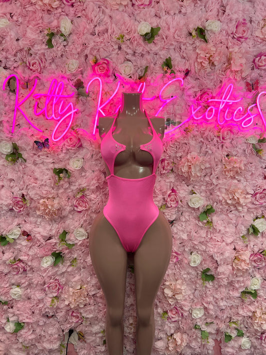 Ravewear One Piece Pink Bodysuit   Sexy Clubwear & Dancewear for Raves, Parties, or Festivals | Bold and Eye-Catching Outfit
