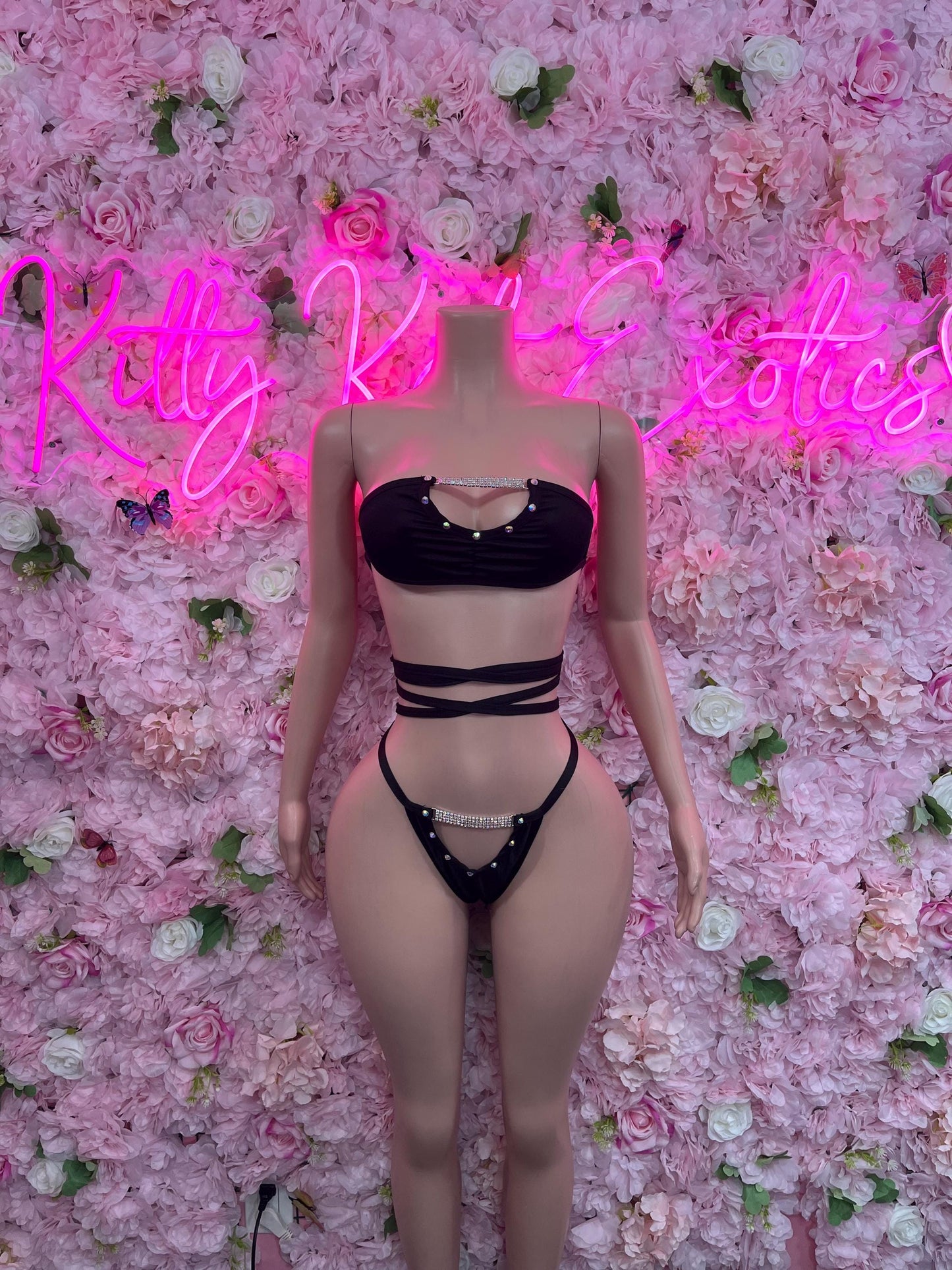 Exotic Dancewear Two Piece Black   Festival Wear Exotic Ravewear Costume Perfomer Outfit