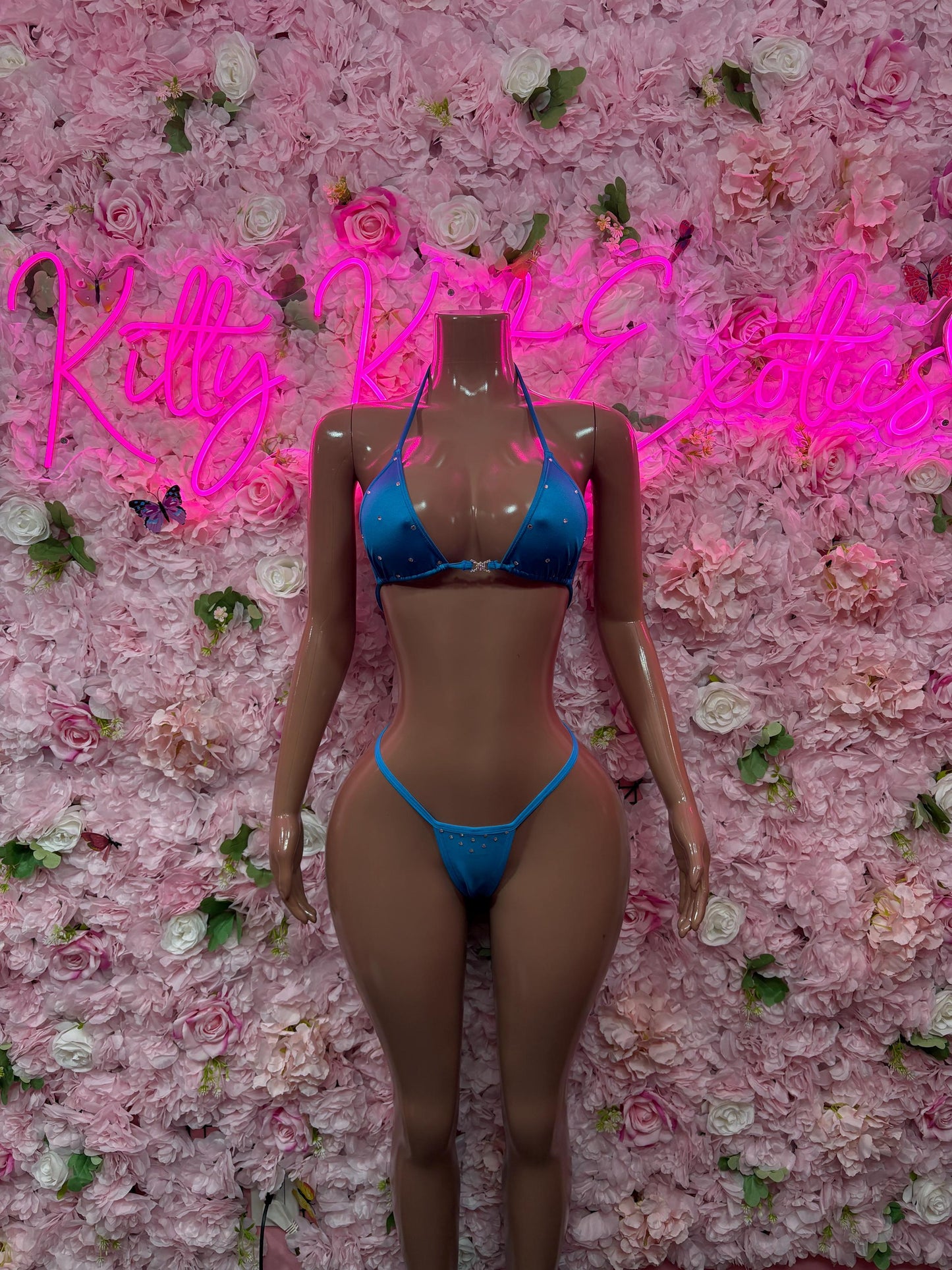 Womens Clothing Two Piece Blue Bikini -  Exotic Dancewear  Elegant and Sexy Evening Dress for Performers, Events, or Special Occasions