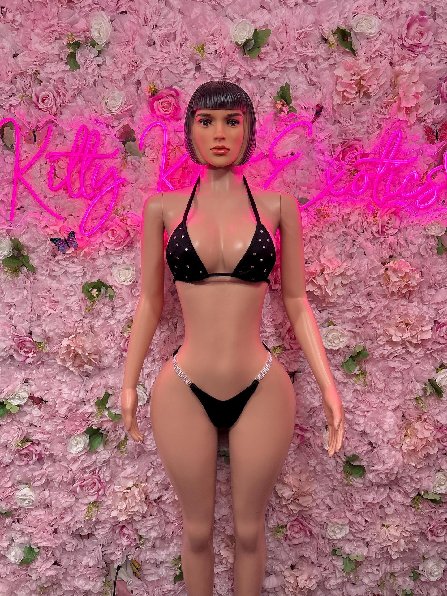 Womens Clothing Two Piece Black Bikini -  Exotic Dancewear  Elegant and Sexy Evening Dress for Performers, Events, or Special Occasions