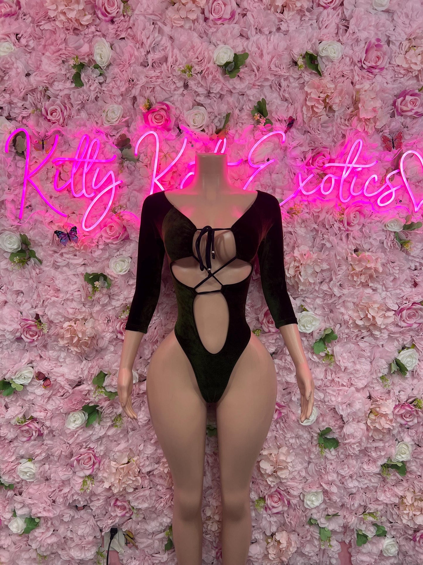 Dance Costume One Piece Forest Green  Sexy Party Outfit, Clubwear, or Night Out Fashion | Shiny and Bold Statement Look Women's Clothing