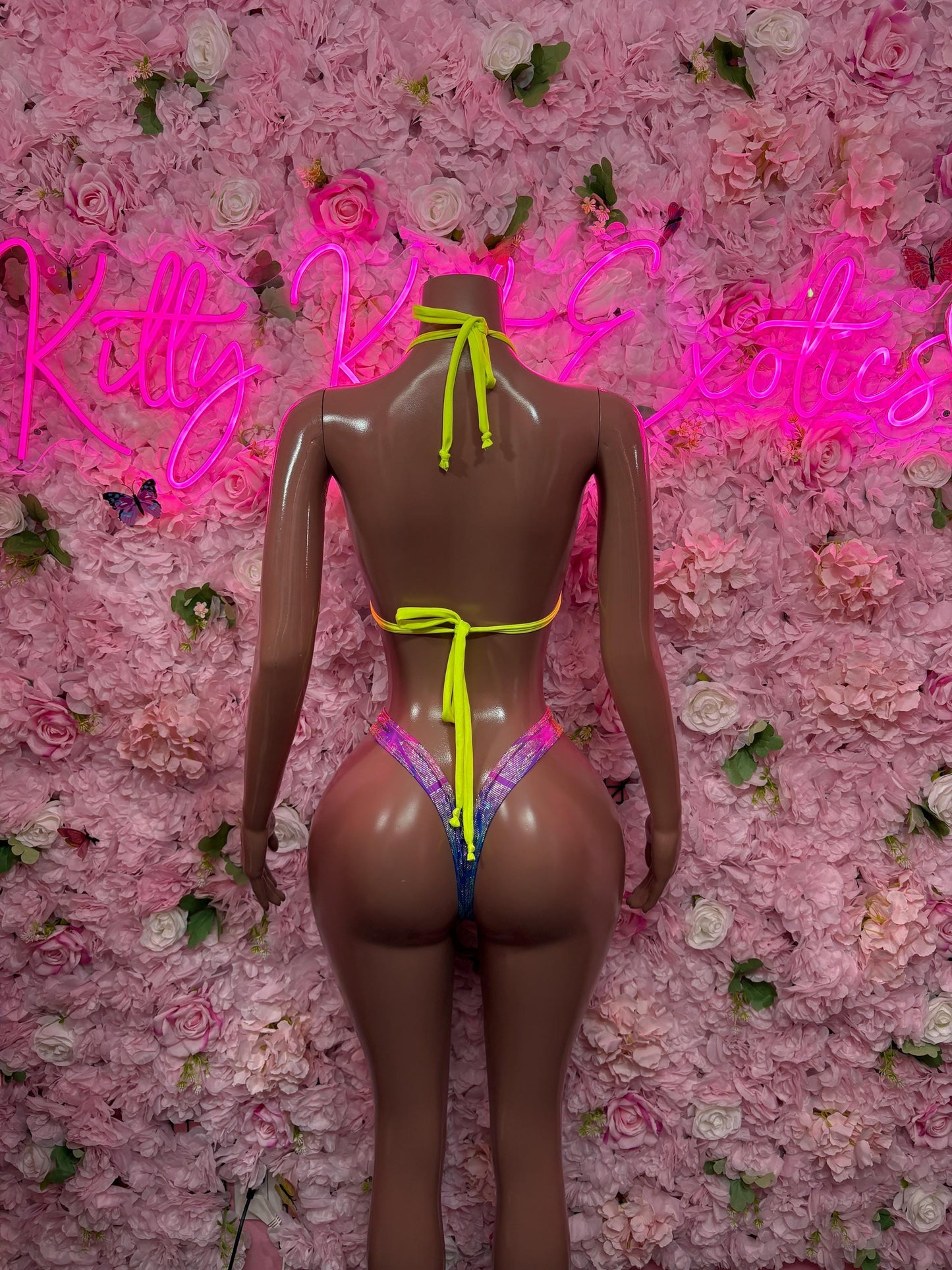 Rave Wear Two-Piece Blue Multicolor Bikini  Cute Swimsuit Set for Beach, Pool, or Vacation | Exotic Dancewear Festival wear