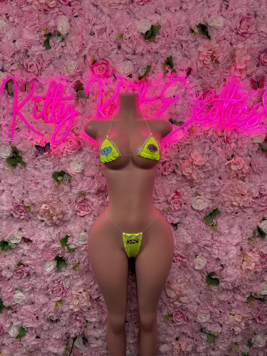 Rave Wear Two-Piece Neon Custom Bikini  Cute Swimsuit Set for Beach, Pool, or Vacation | Exotic Dancewear Festival wear