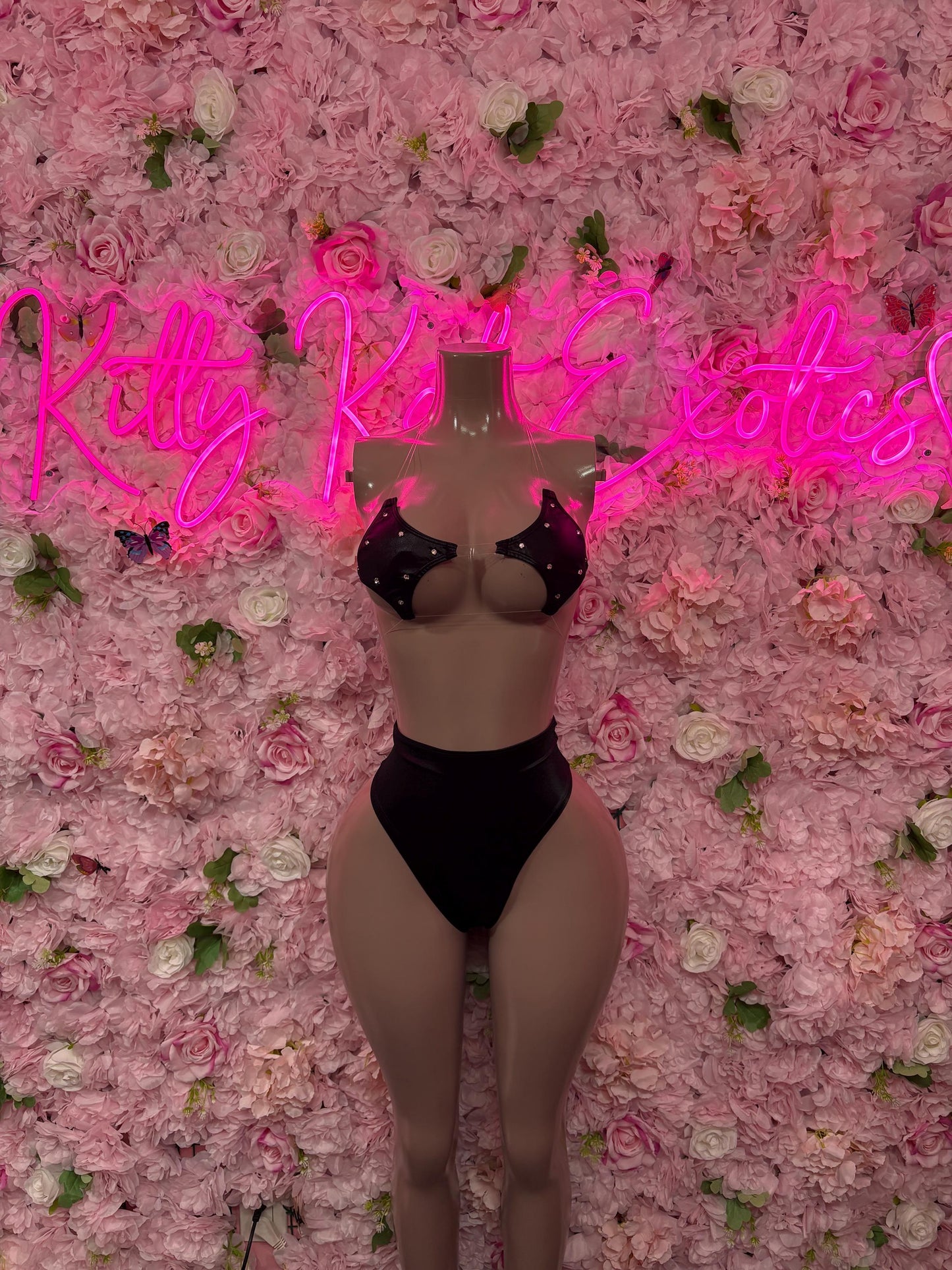 Bottlegirl Two Piece Black Bodysuit -  Exotic Dancewear  Elegant and Sexy Evening Dress for Performers, Events, or Special Occasions