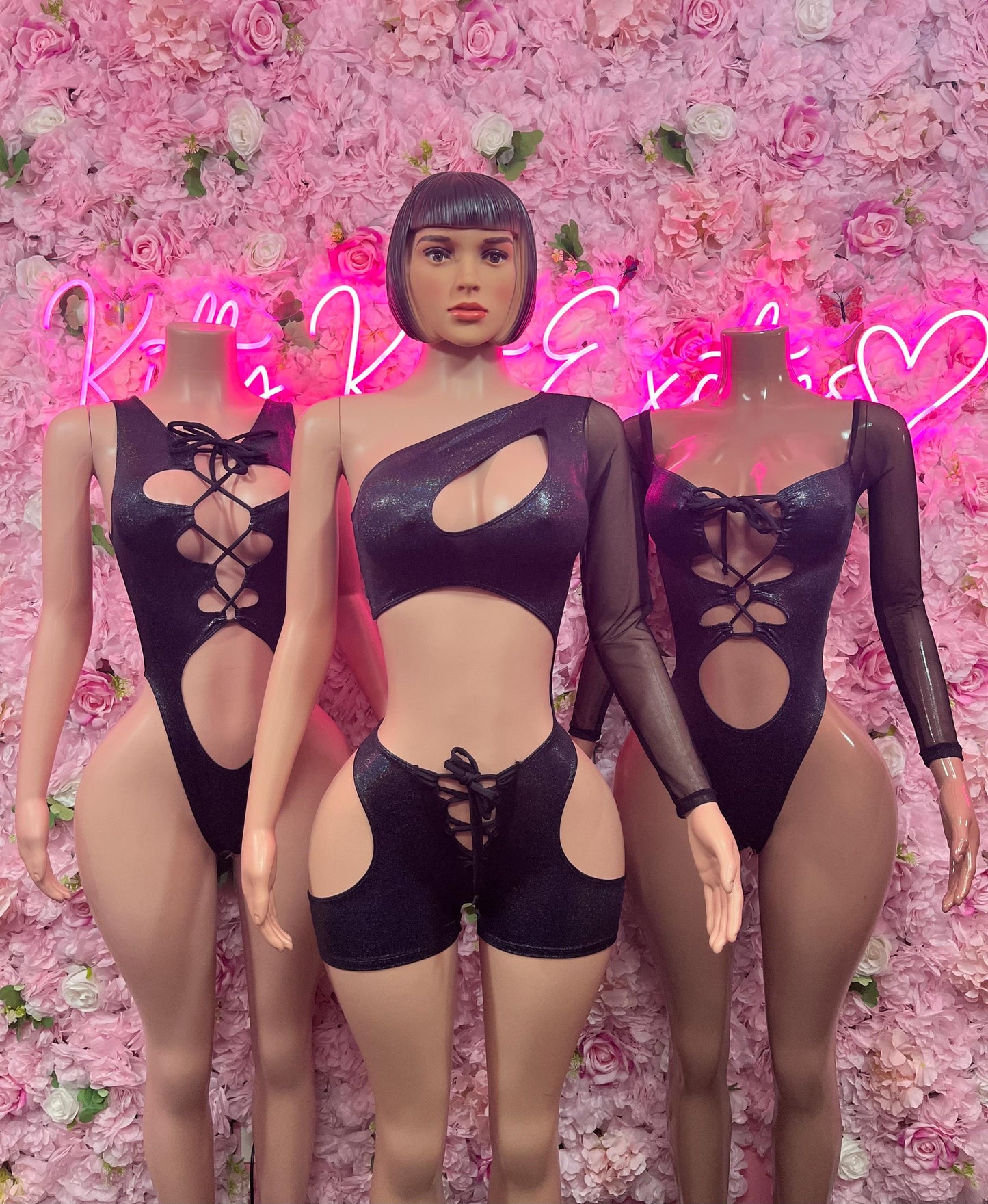 Body suit Bottle Girl One-Piece Bodysuit -  Black Metallic Design | Exotic Dancewear for Performers, Raves, & Nights Out