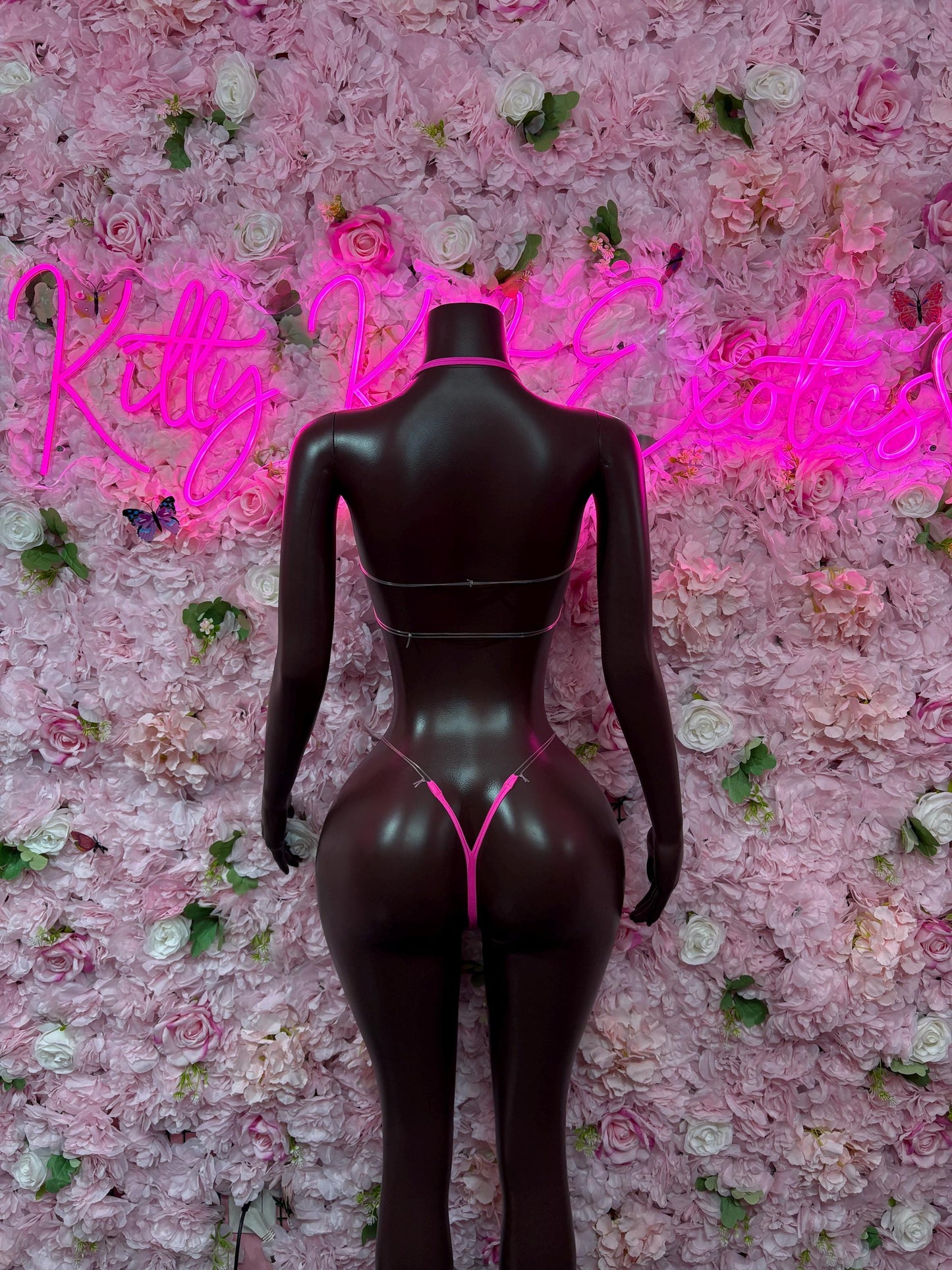 Exotic Dancewear Two-Piece  Pink Rhinestone   Bartender  | Exotic Dancewear Festival wear Rave Outfit