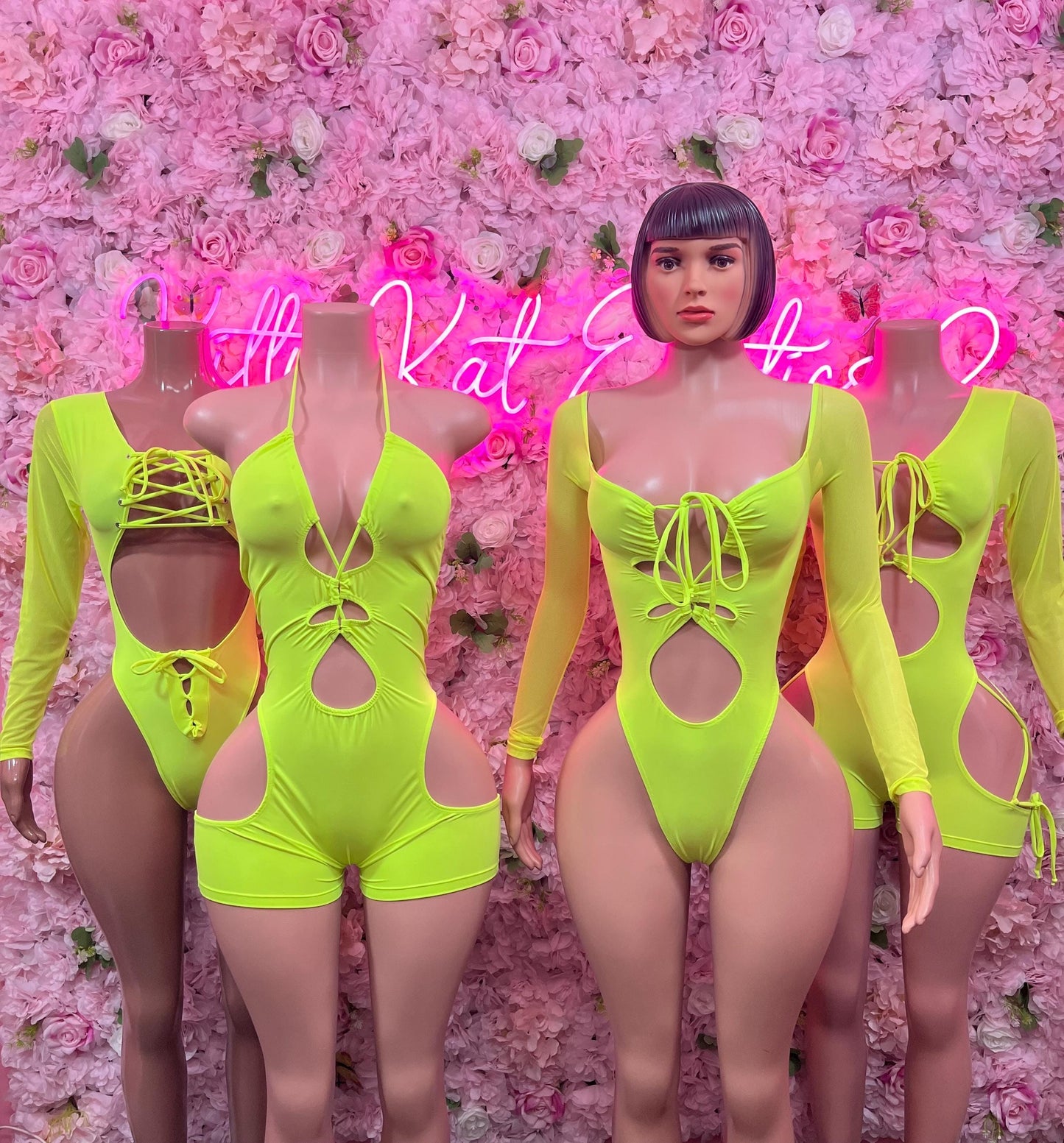 Womens Clothing Bottle Girl One-Piece Bodysuit - Neon Green Design | Exotic Dancewear for Performers, Raves, & Nights Out