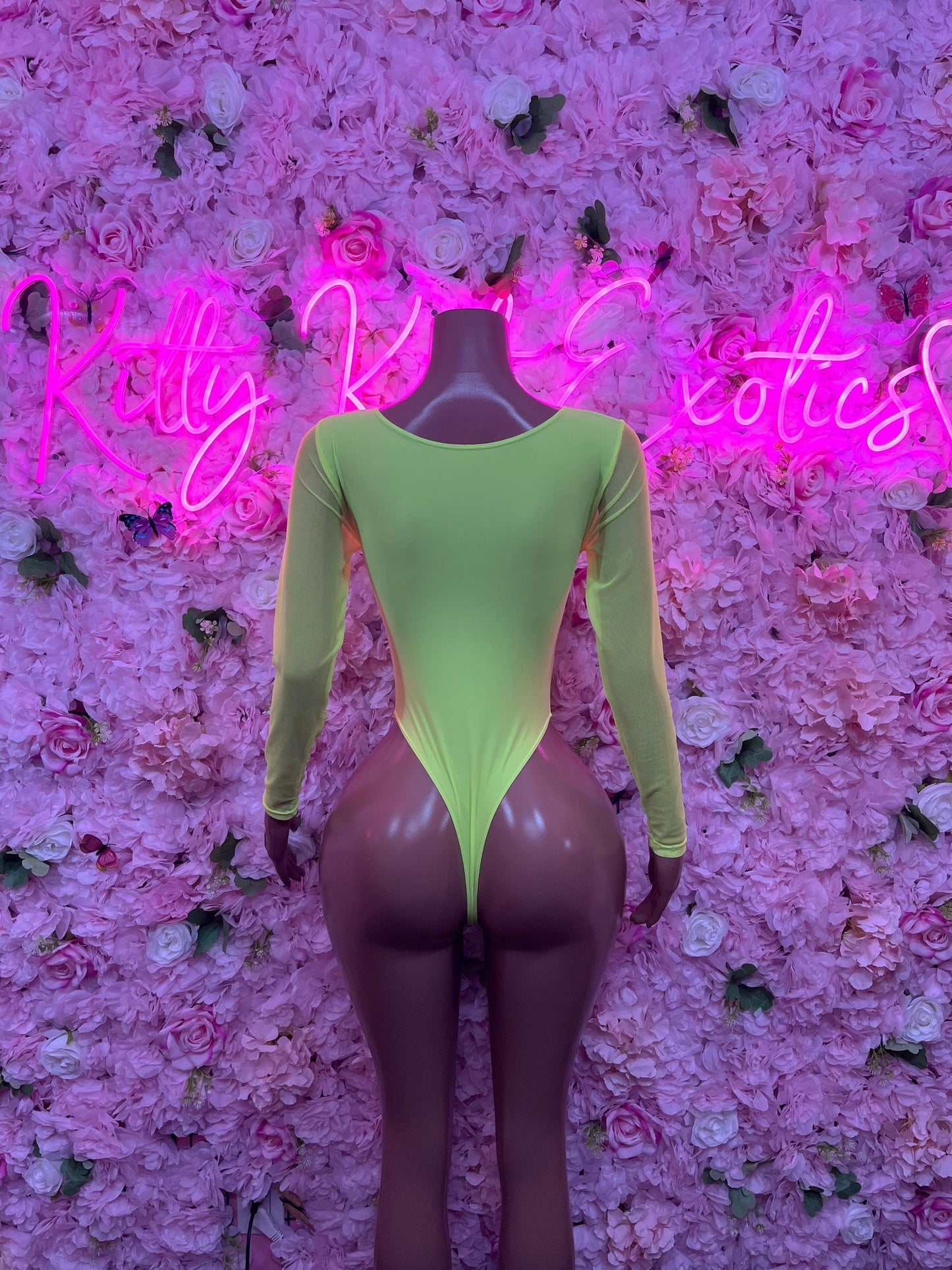 Womens Clothing Bottle Girl One-Piece Bodysuit - Neon Green Design | Exotic Dancewear for Performers, Raves, & Nights Out