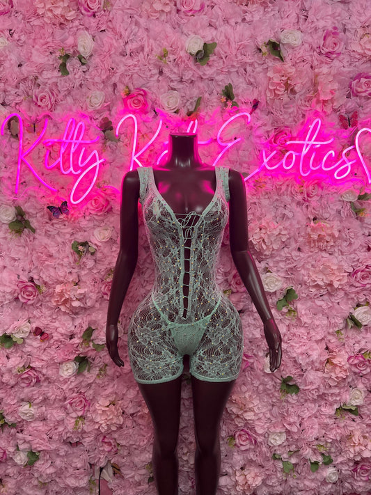 Womens Clothing Exotic Dancewear One Piece Fishnet Teal Dancewear Exotic Wear Festival Wear