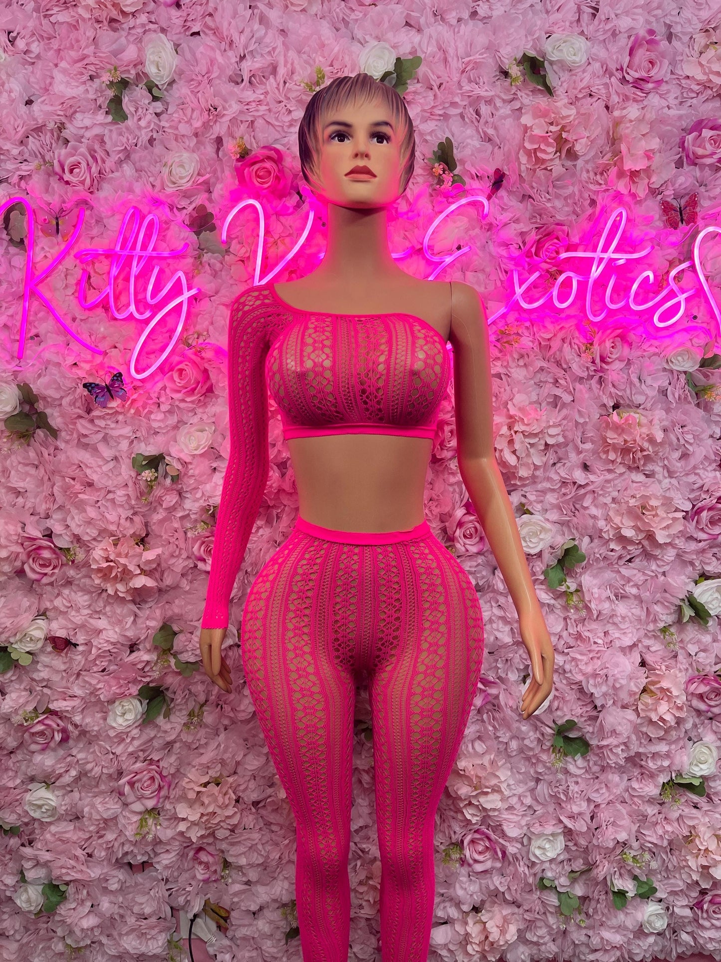 Womens Clothing Exotic Dancewear One Piece Fishnet Pink Dancewear Exotic Wear Festival Wear