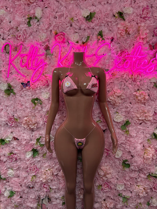 Rave Outfit Two-Piece Pink Custom Bikini  Cute Swimsuit Set for Beach, Pool, or Vacation | Exotic Dancewear Festival wear