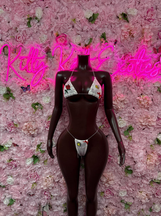 Rave Outfit Two-Piece White Custom Bikini  Cute Swimsuit Set for Beach, Pool, or Vacation | Exotic Dancewear Festival wear