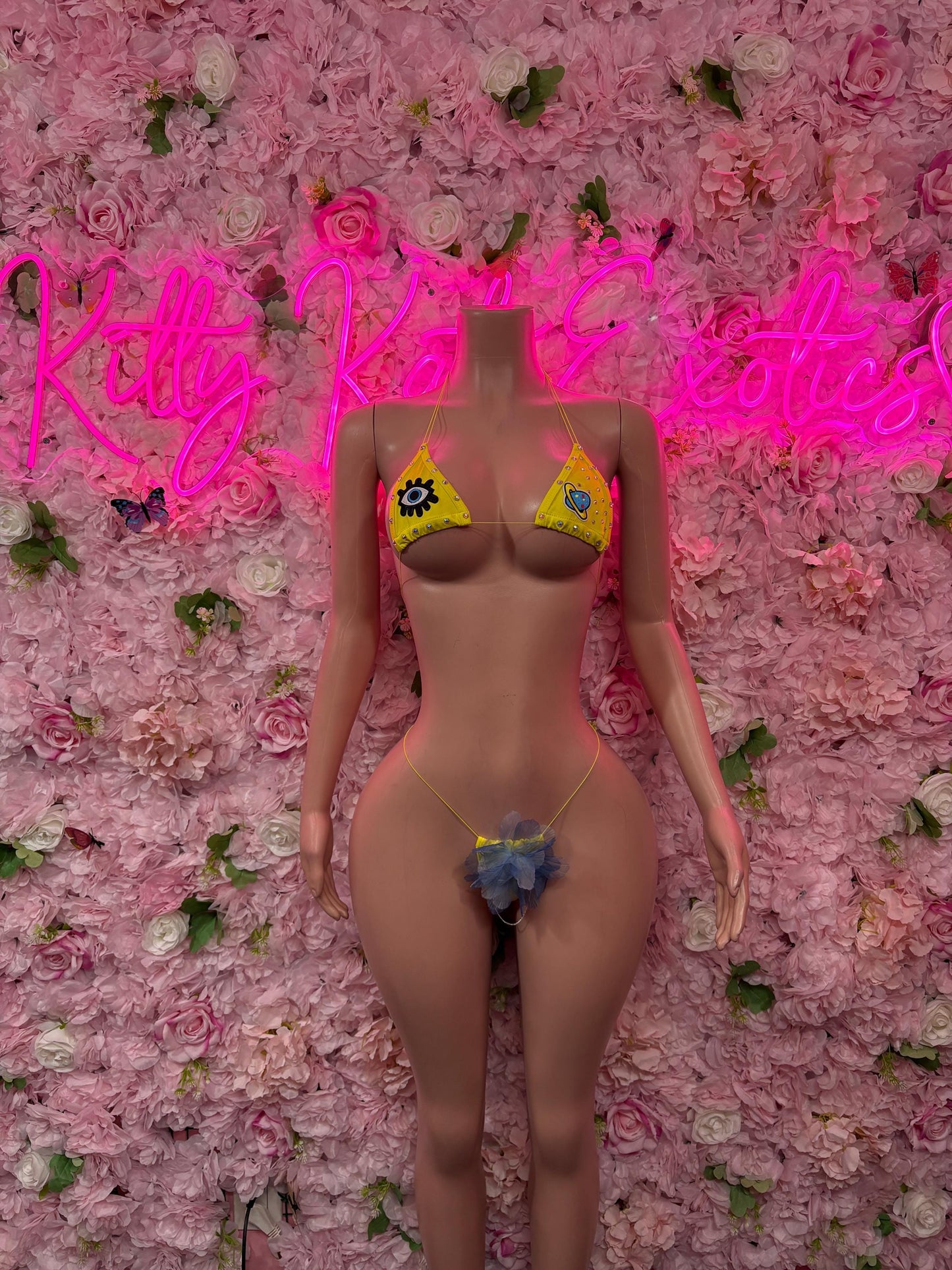 Exotic Dancewear Two-Piece Yellow Custom Bikini  Cute Swimsuit Set for Beach, Pool, or Vacation | Exotic Dancewear Festival wear