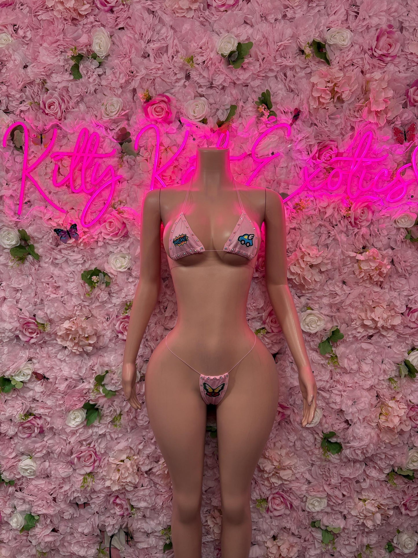 Spring Break Two-Piece Pink Custom Bikini  Cute Swimsuit Set for Beach, Pool, or Vacation | Exotic Dancewear Festival wear