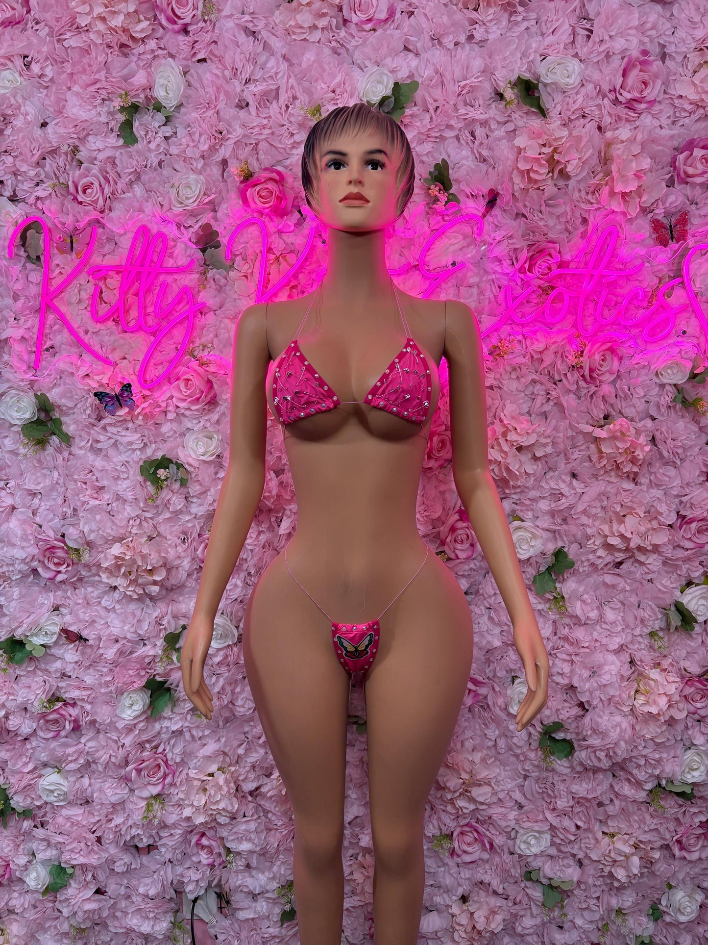 Spring Break Two-Piece Pink Custom Bikini  Cute Swimsuit Set for Beach, Pool, or Vacation | Exotic Dancewear Festival wear